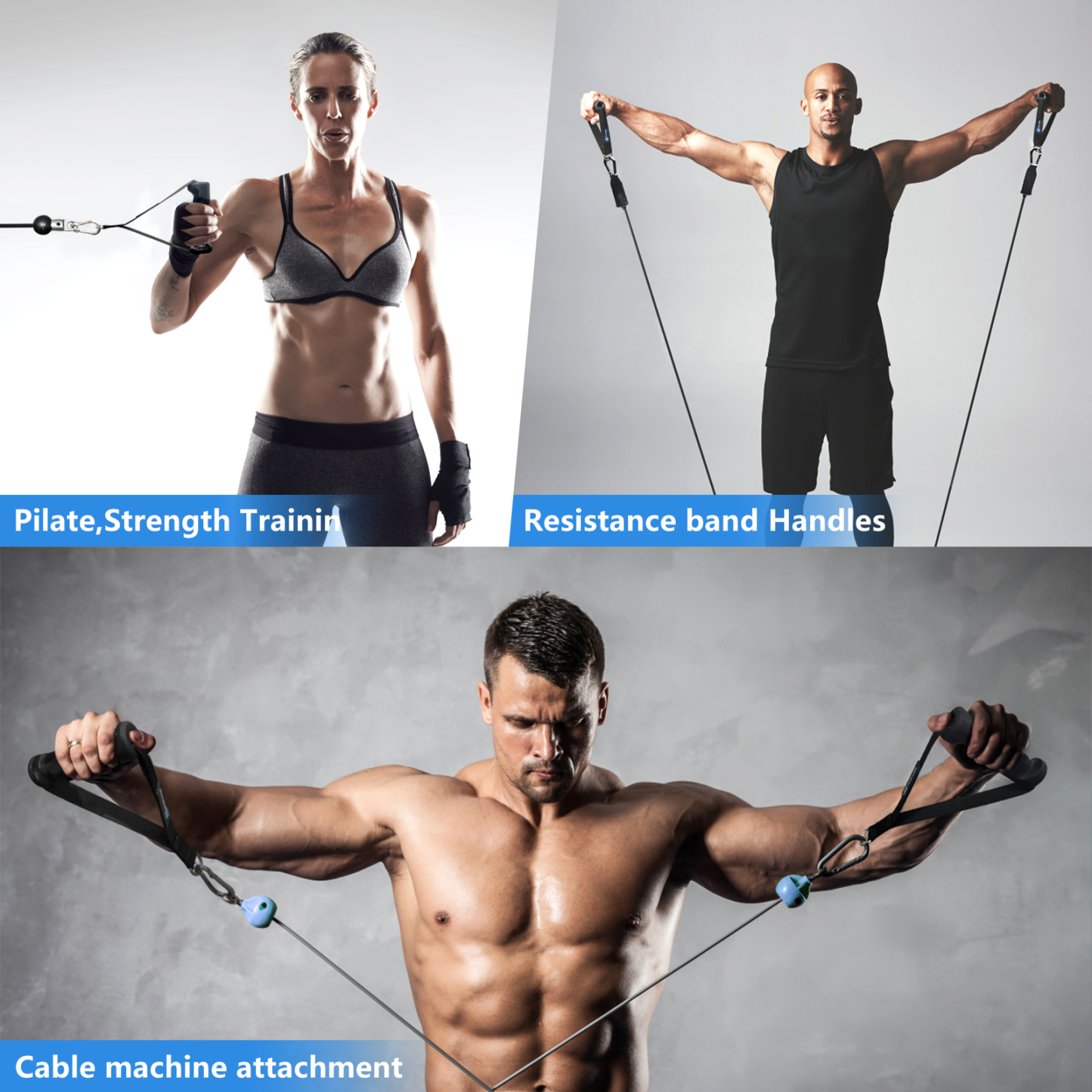 Ergonomic Cable Machine Handles for Yoga, Pilates, Strength Training - Ideal Resistance Bands Grips