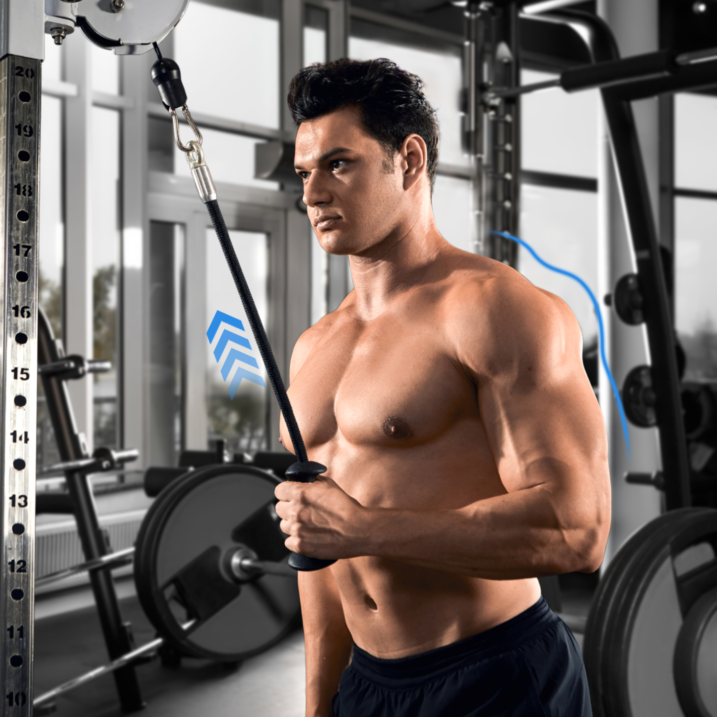 Ergonomic Grip Single Tricep Rope Set for Cable Machine - Ideal for Tricep Pull Down, Cable Curl