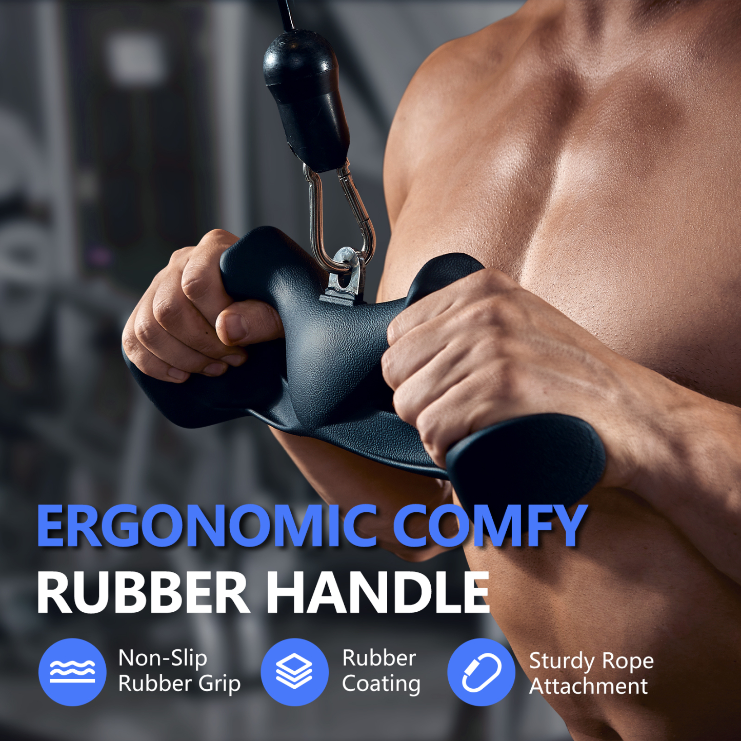 LAT Pulldown Bar with Ergonomic Grips - Cable Attachment for Gym Workouts