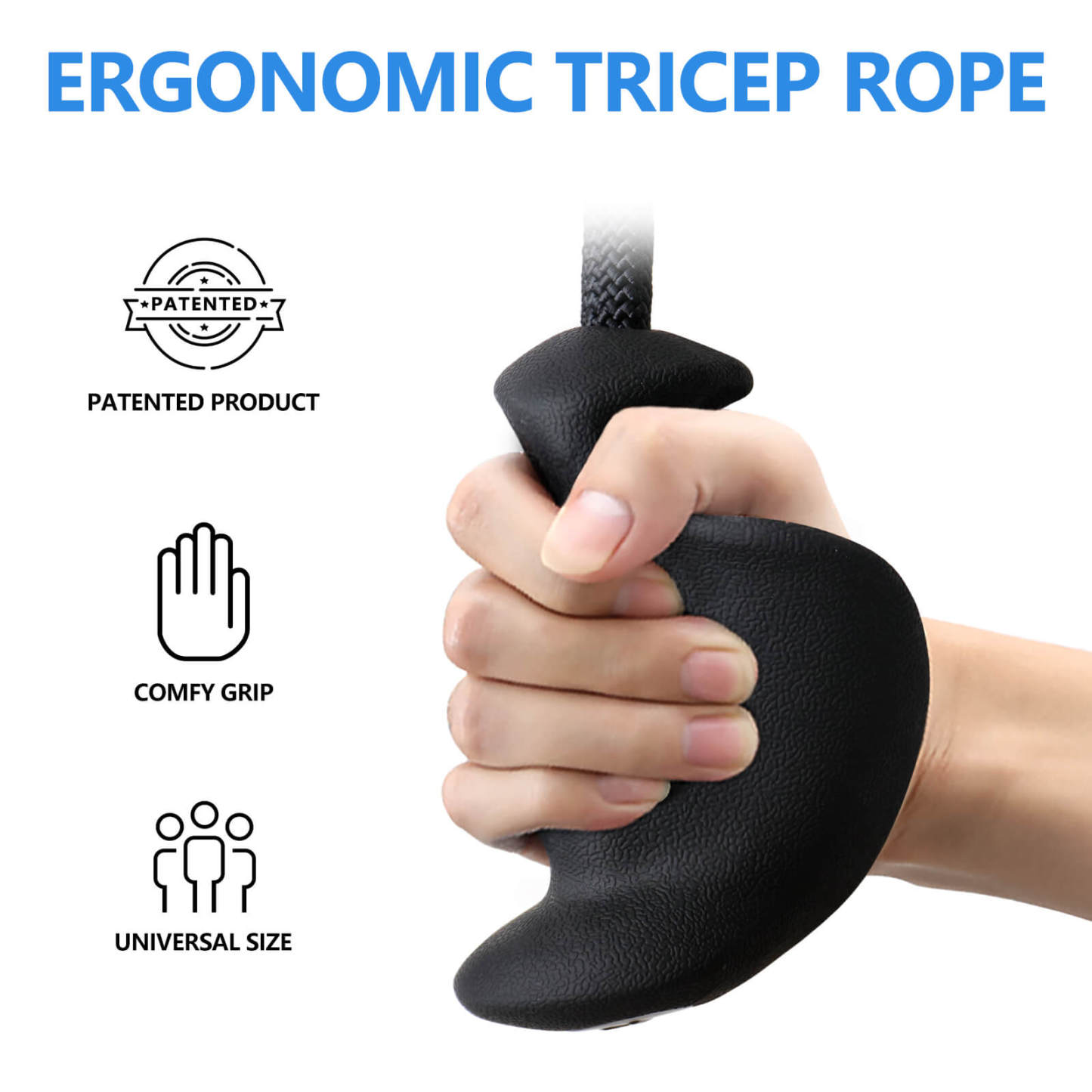 Ergonomic Handles, 36 Inch Tricep Rope for Cable Machine, Gym, Home