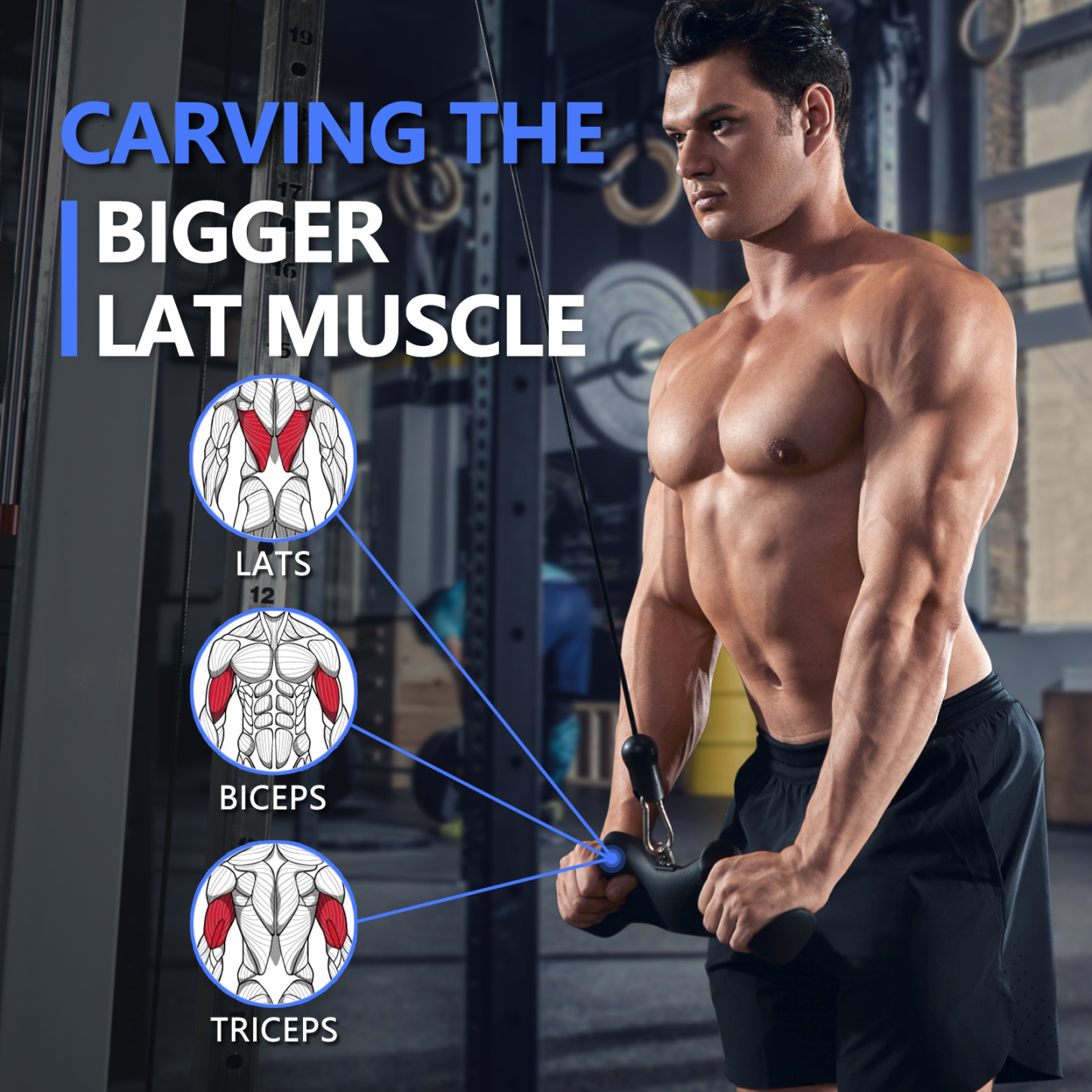 LAT Pulldown Bar with Ergonomic Grips - Cable Attachment for Gym Workouts