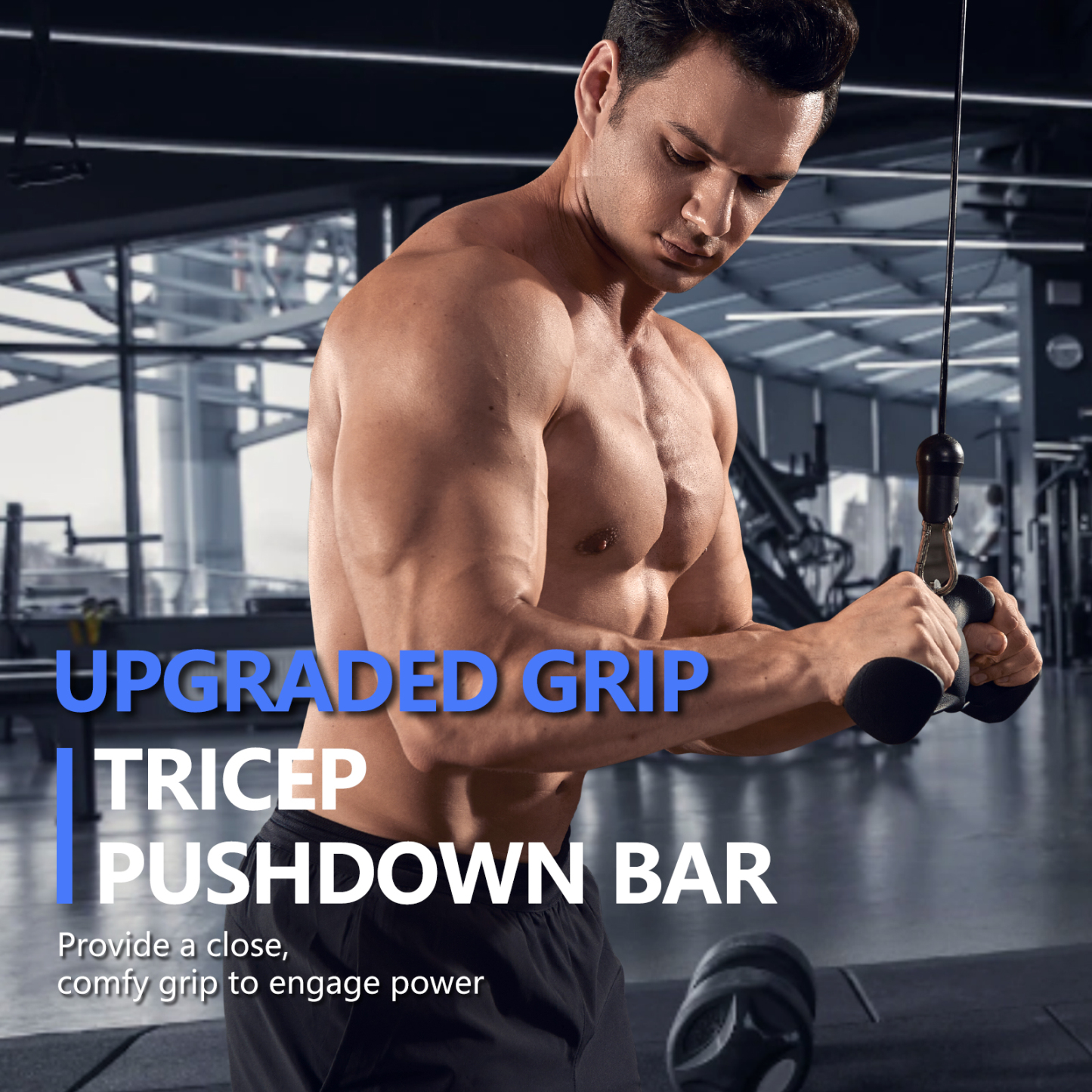 LAT Pulldown Bar with Ergonomic Grips - Cable Attachment for Gym Workouts