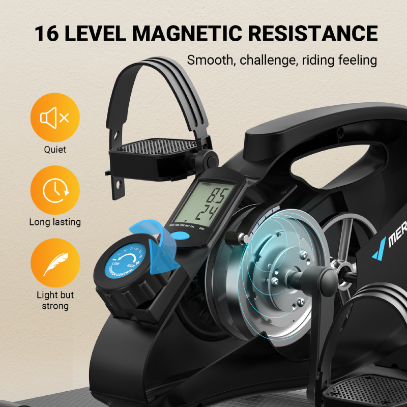 Magnetic Mini Exercise Bike with MERACH App with 2 Resistance Bands & Non-Slip Mat, S04-Trainnox