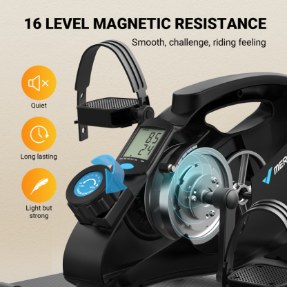 Magnetic Mini Exercise Bike with MERACH App with 2 Resistance Bands & Non-Slip Mat, S04-Trainnox