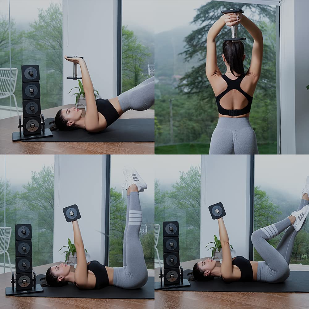 Adjustable Dumbbells Barbell Set with Rack for Home Office, 4-22.8 lbs, 1 Pair / 1 Set / 2 in 1-Trainnox