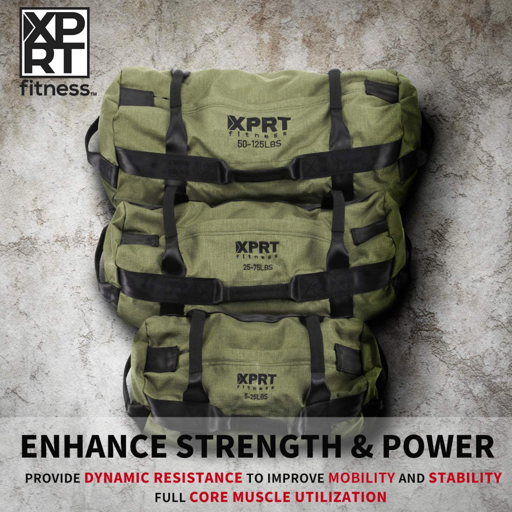 Workout Sandbag for Heavy Duty Workout Cross Training 7 Multi-positional Handles - Color Army Green/Black/Camo-Trainnox