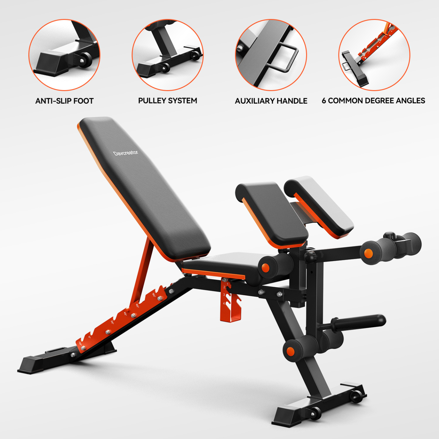 PRE-SALE DAV Adjustable Preacher Curl Weight Bench With Leg Extension