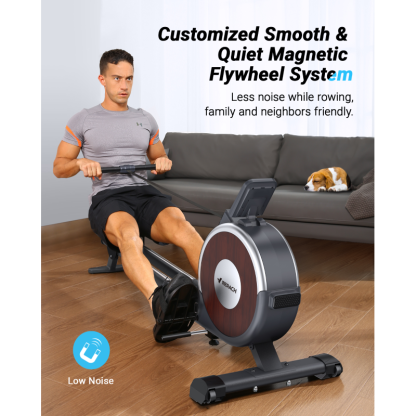 Magnetic Rower Machine with Dual Slide Rail for Home Use, 16 Levels of Quiet Resistance, Max 350lb Weight Capacity, Q1S-1-Trainnox