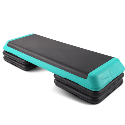 Aerobic Stepper 43’’ platform With 4 Risers Health Club Size Step Exercise, Green with Rubber