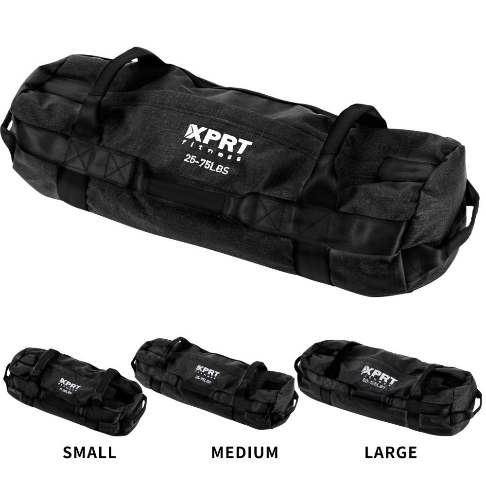 Workout Sandbag for Heavy Duty Workout Cross Training 7 Multi-positional Handles - Black