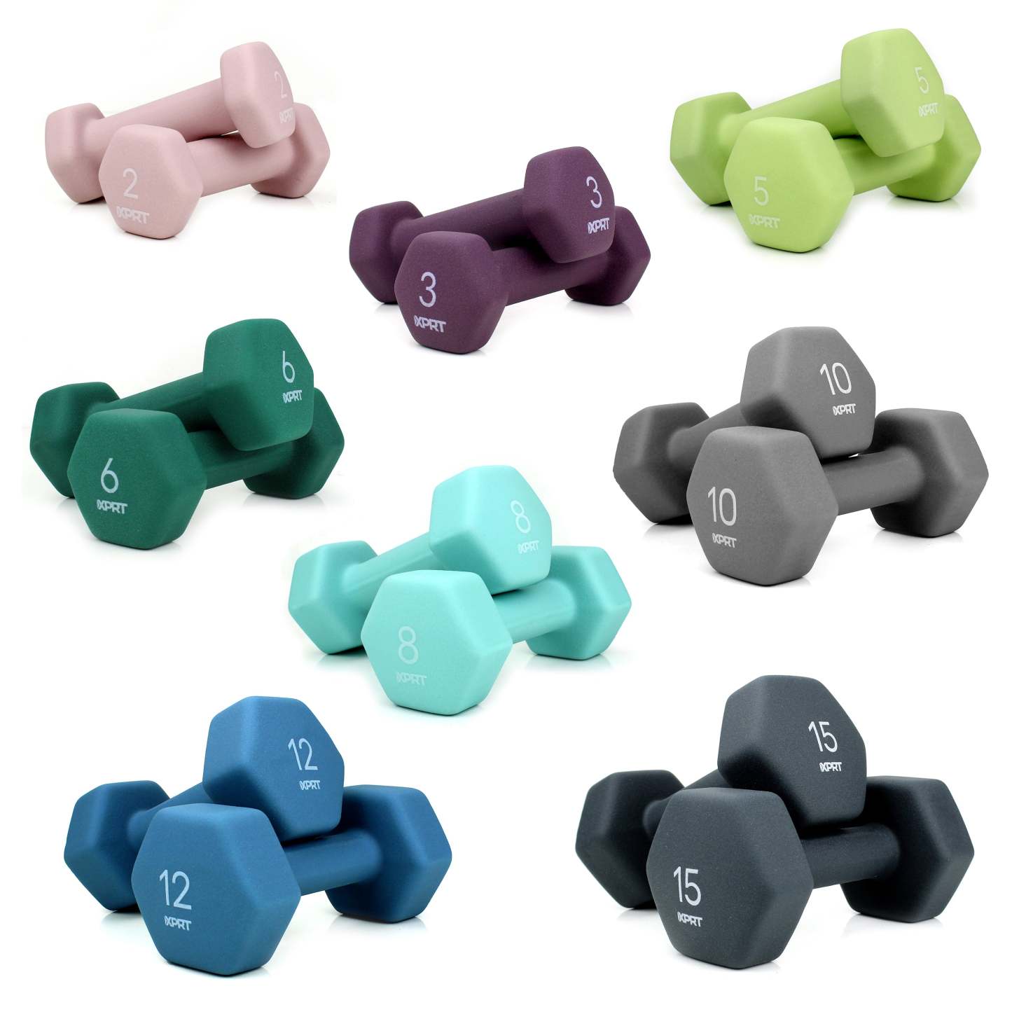 Neoprene Dumbbells for Strength Training, 2 to 15lbs