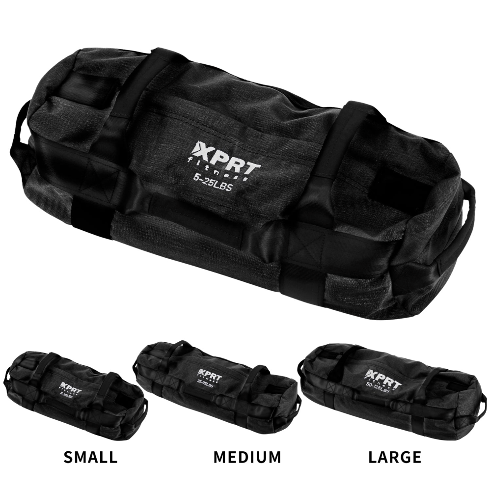 Workout Sandbag for Heavy Duty Workout Cross Training 7 Multi-positional Handles - Black