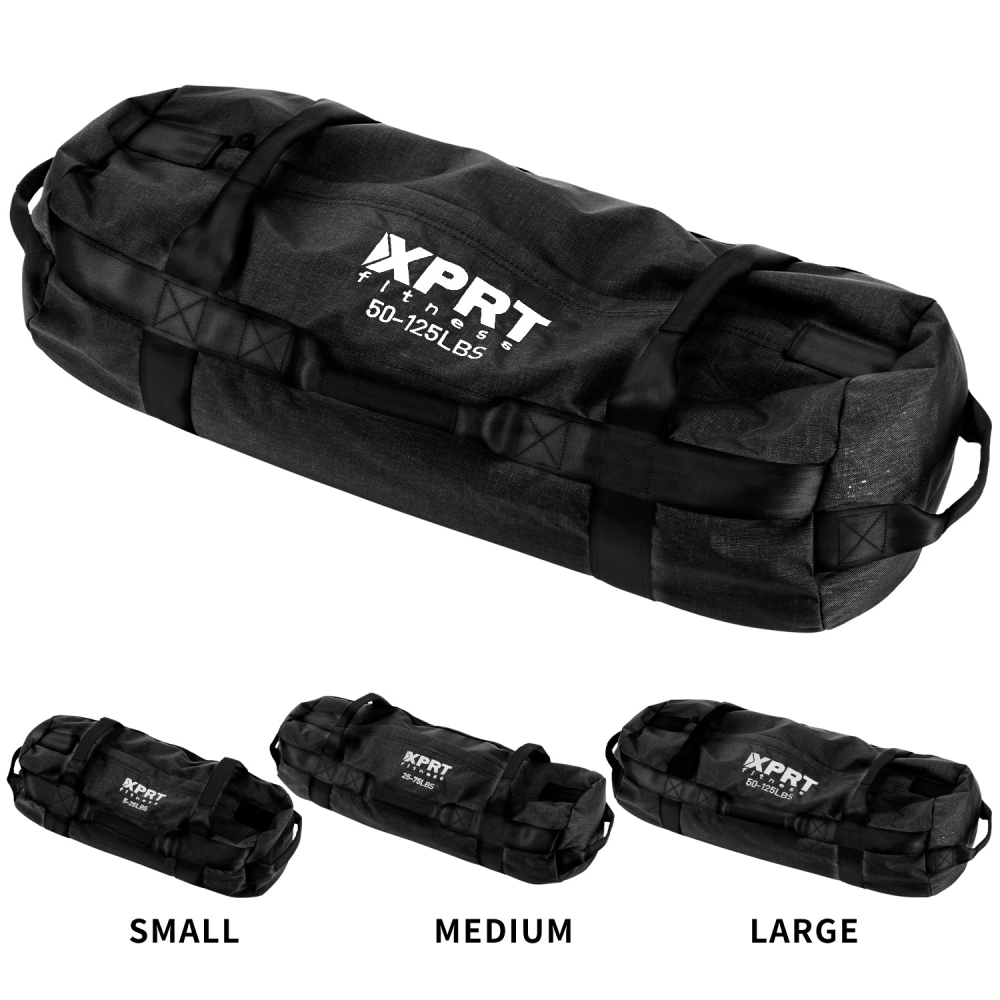Workout Sandbag for Heavy Duty Workout Cross Training 7 Multi-positional Handles - Black