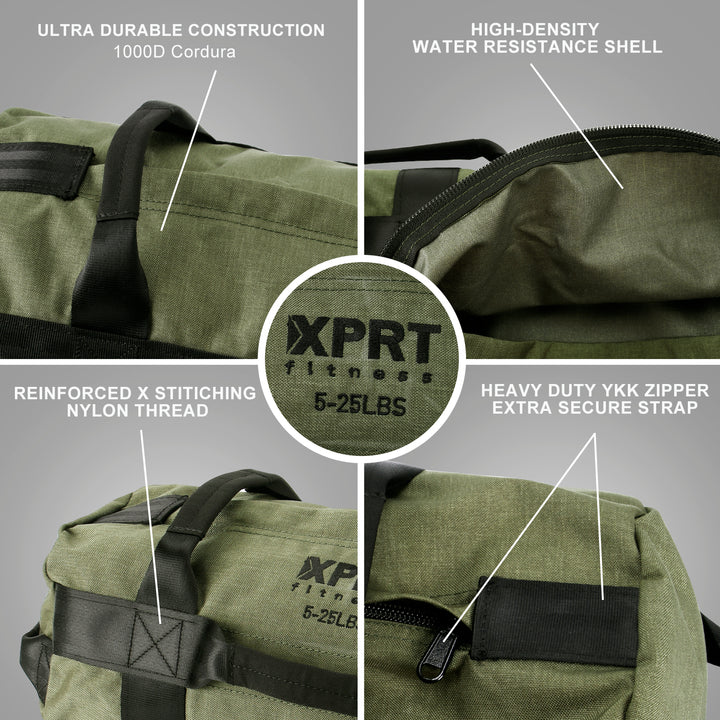 Workout Sandbag for Heavy Duty Workout Cross Training 7 Multi-positional Handles - Black