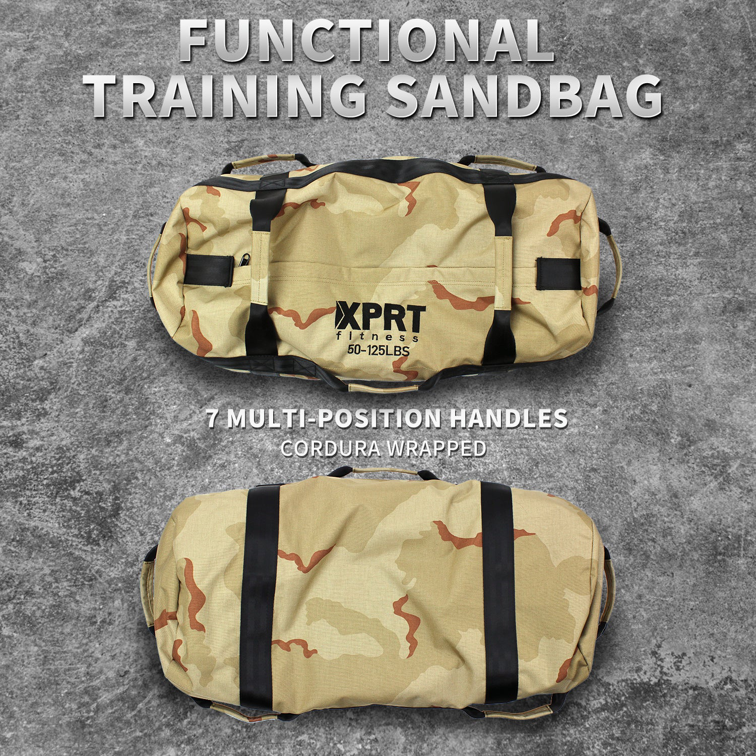 Workout Sandbag for Heavy Duty Workout Cross Training 7 Multi-positional Handles - Camo