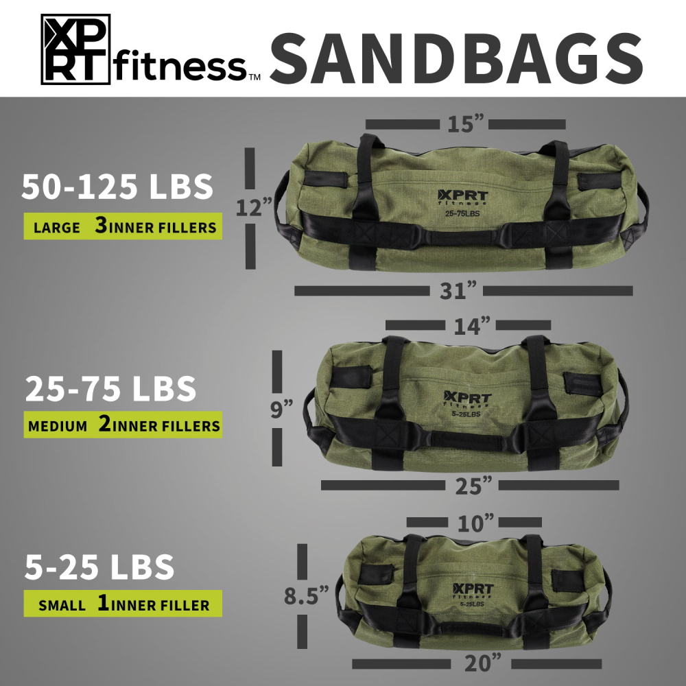 Workout Sandbag for Heavy Duty Workout Cross Training 7 Multi-positional Handles - Black