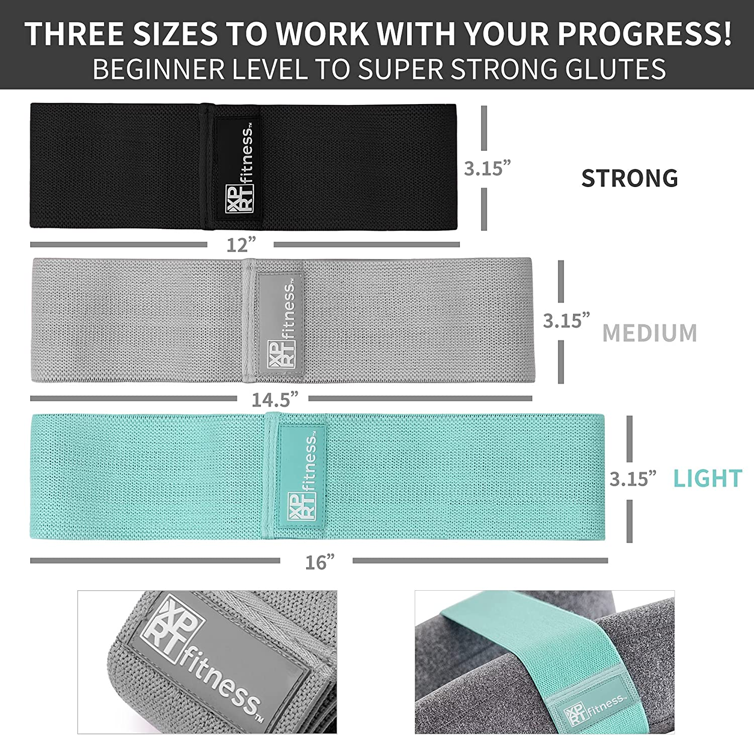 Resistance Bands Set of 3 for Booty Butt Hip-Trainnox