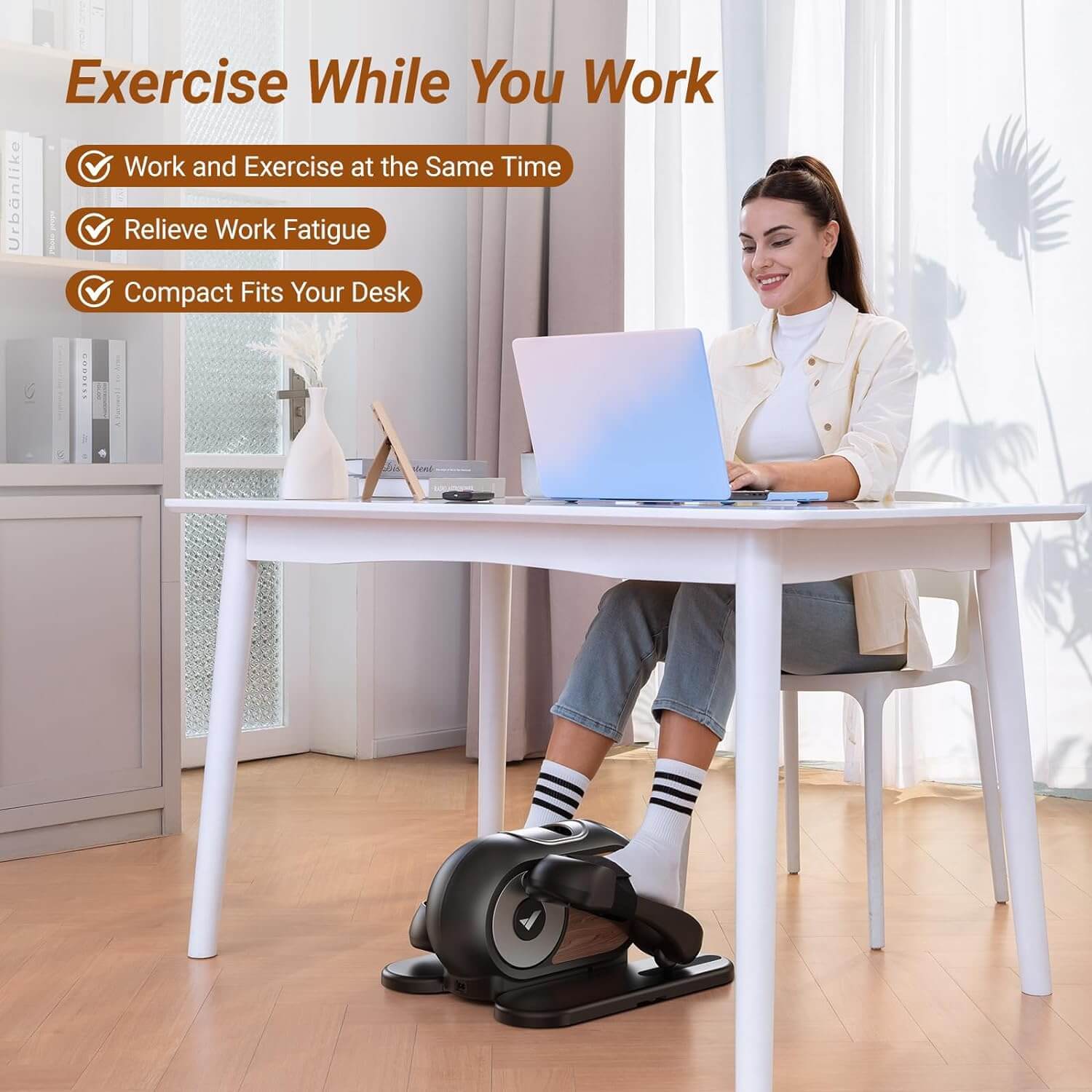 Under Desk Elliptical Machine for Home - Quiet & Portable Leg Exerciser with Remote Control, 12 Adjustable Speeds, Non-Slip Pad