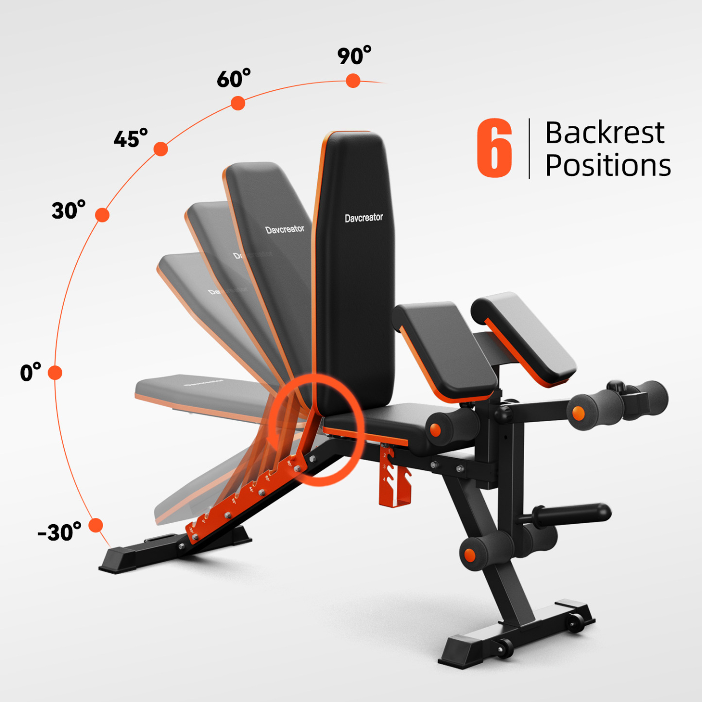 PRE-SALE DAV Adjustable Preacher Curl Weight Bench With Leg Extension