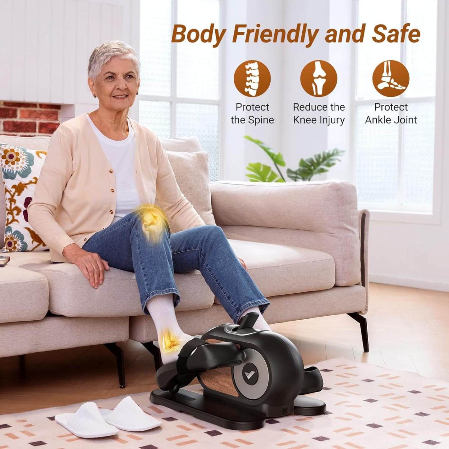 Under Desk Elliptical Machine for Home - Quiet & Portable Leg Exerciser with Remote Control, 12 Adjustable Speeds, Non-Slip Pad