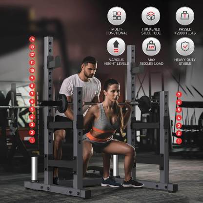 Squat Rack for Home Gym with Max Load 1800 lbs for Bumpers and 600 lbs for J Hooks (Model:SR30)-Trainnox