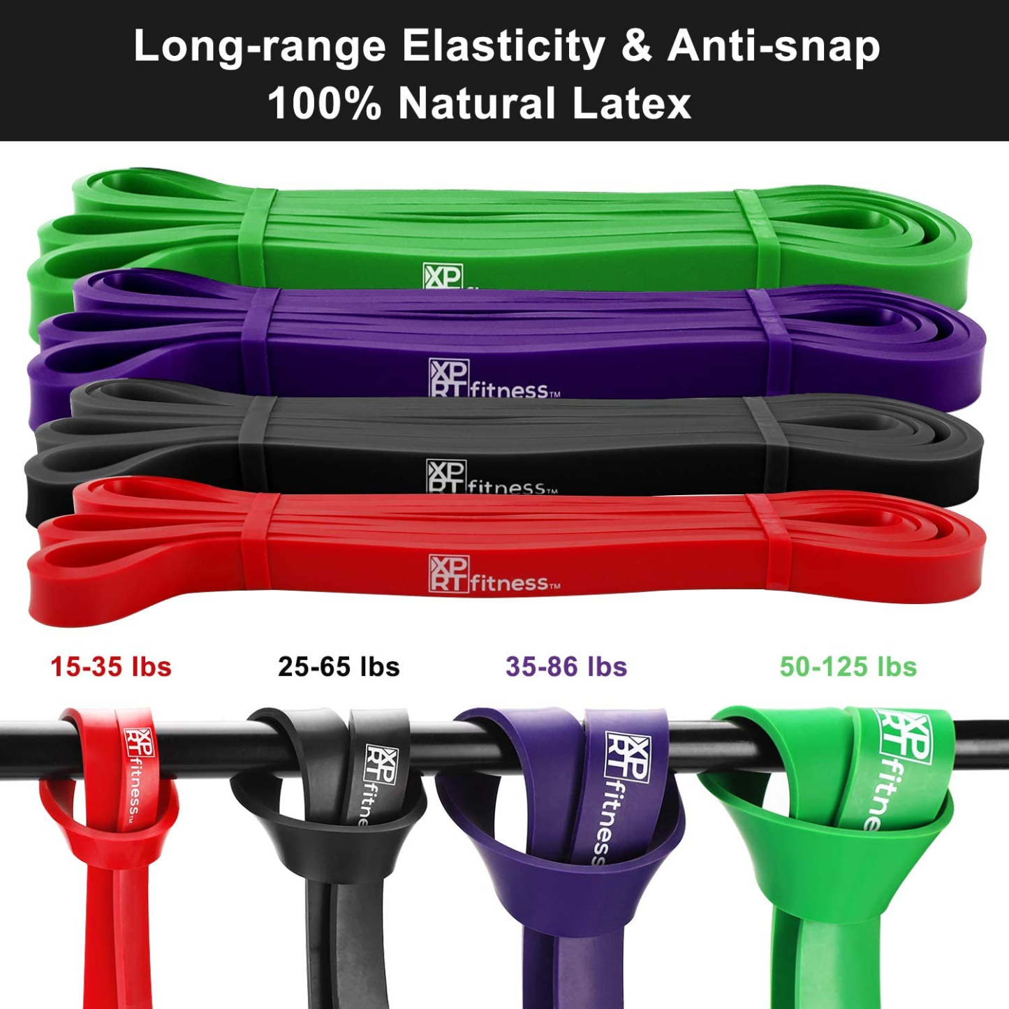 Resistance Bands Set for Men and Women, Pack of 4 Different Resistance Levels Elastic Band for Home Gym Long Exercise Workout-Trainnox