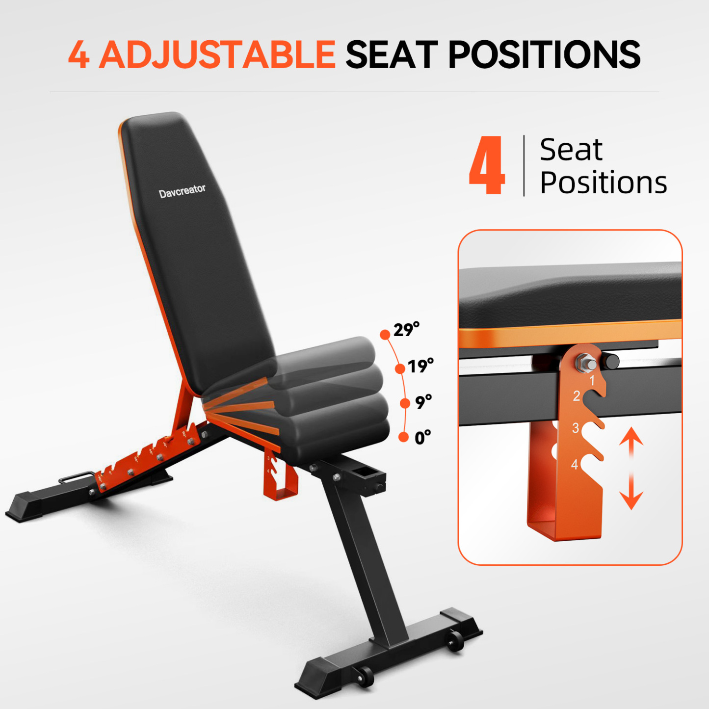 PRE-SALE DAV Adjustable Preacher Curl Weight Bench With Leg Extension