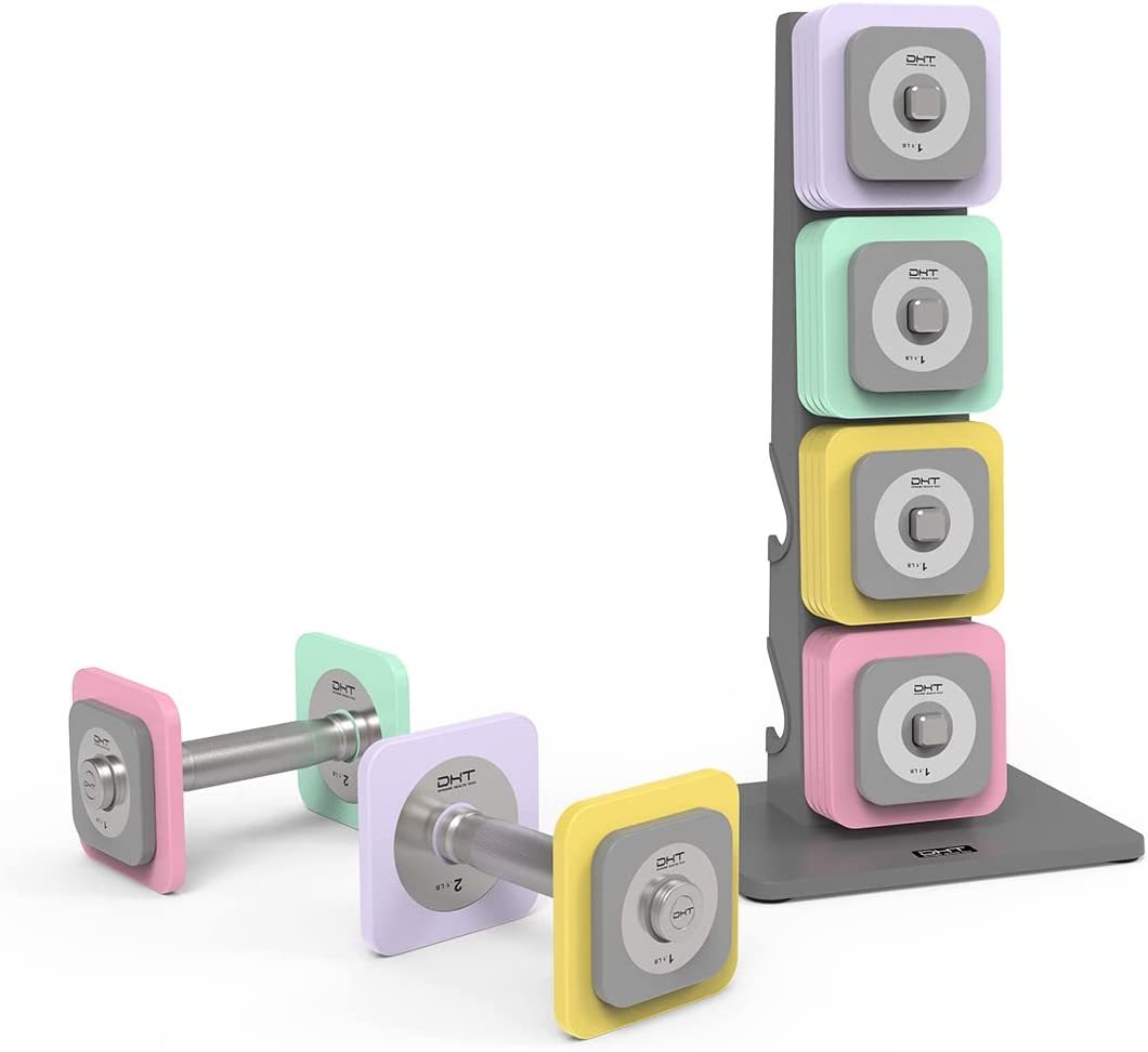 Adjustable Dumbbells Barbell Set with Rack for Home Office, 4-22.8 lbs, 1 Pair / 1 Set / 2 in 1-Trainnox