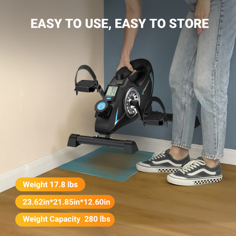 Magnetic Mini Exercise Bike with MERACH App with 2 Resistance Bands & Non-Slip Mat, S04-Trainnox