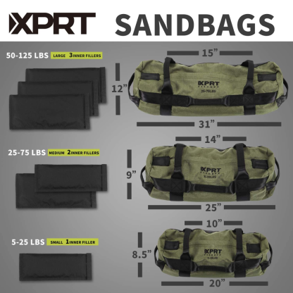 Workout Sandbag for Heavy Duty Workout Cross Training 7 Multi-positional Handles - Color Army Green/Black/Camo-Trainnox
