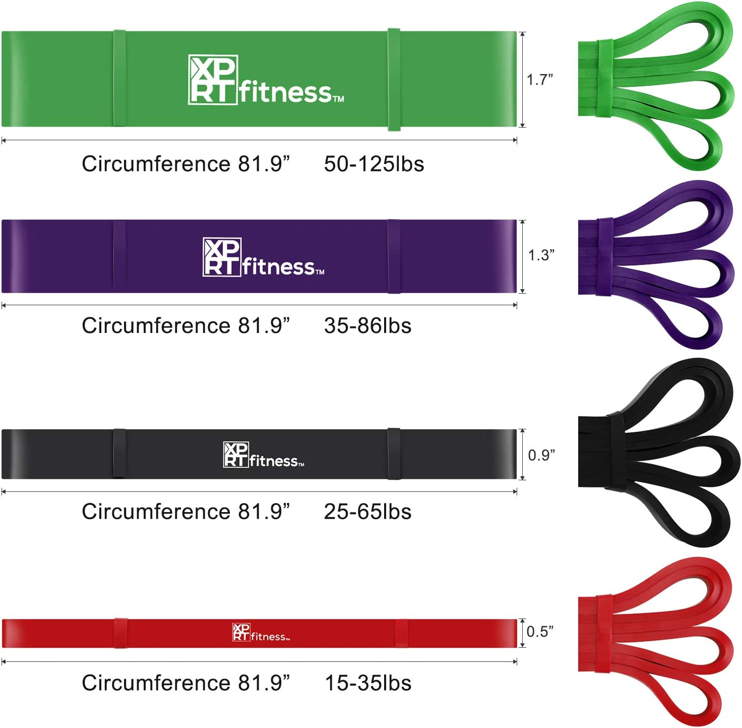 Resistance Bands Set for Men and Women, Pack of 4 Different Resistance Levels Elastic Band for Home Gym Long Exercise Workout-Trainnox