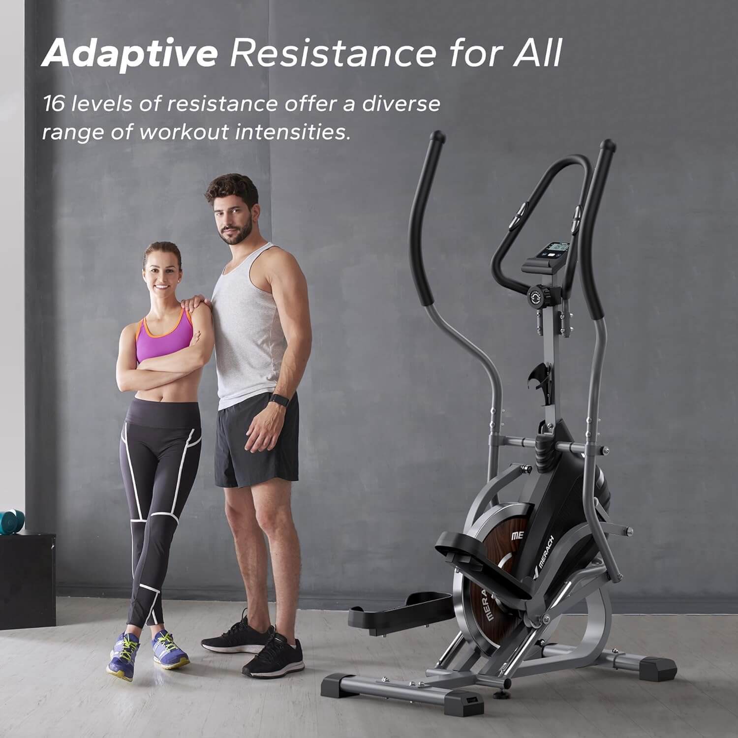MERACH Elliptical Machines for Home 3-in-1 Cardio Climber Stepping Elliptical with APP Compact Exercise Machine and Stair Stepper 16-Level Magnetic Resistance