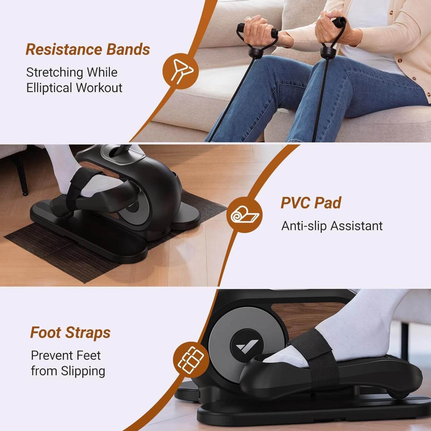 Under Desk Elliptical Machine for Home - Quiet & Portable Leg Exerciser with Remote Control, 12 Adjustable Speeds, Non-Slip Pad