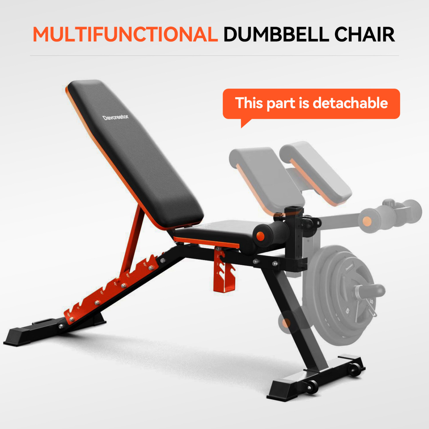 PRE-SALE DAV Adjustable Preacher Curl Weight Bench With Leg Extension