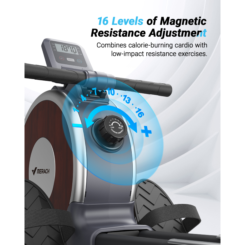 Magnetic Rower Machine with Dual Slide Rail for Home Use, 16 Levels of Quiet Resistance, Max 350lb Weight Capacity, Q1S-1-Trainnox
