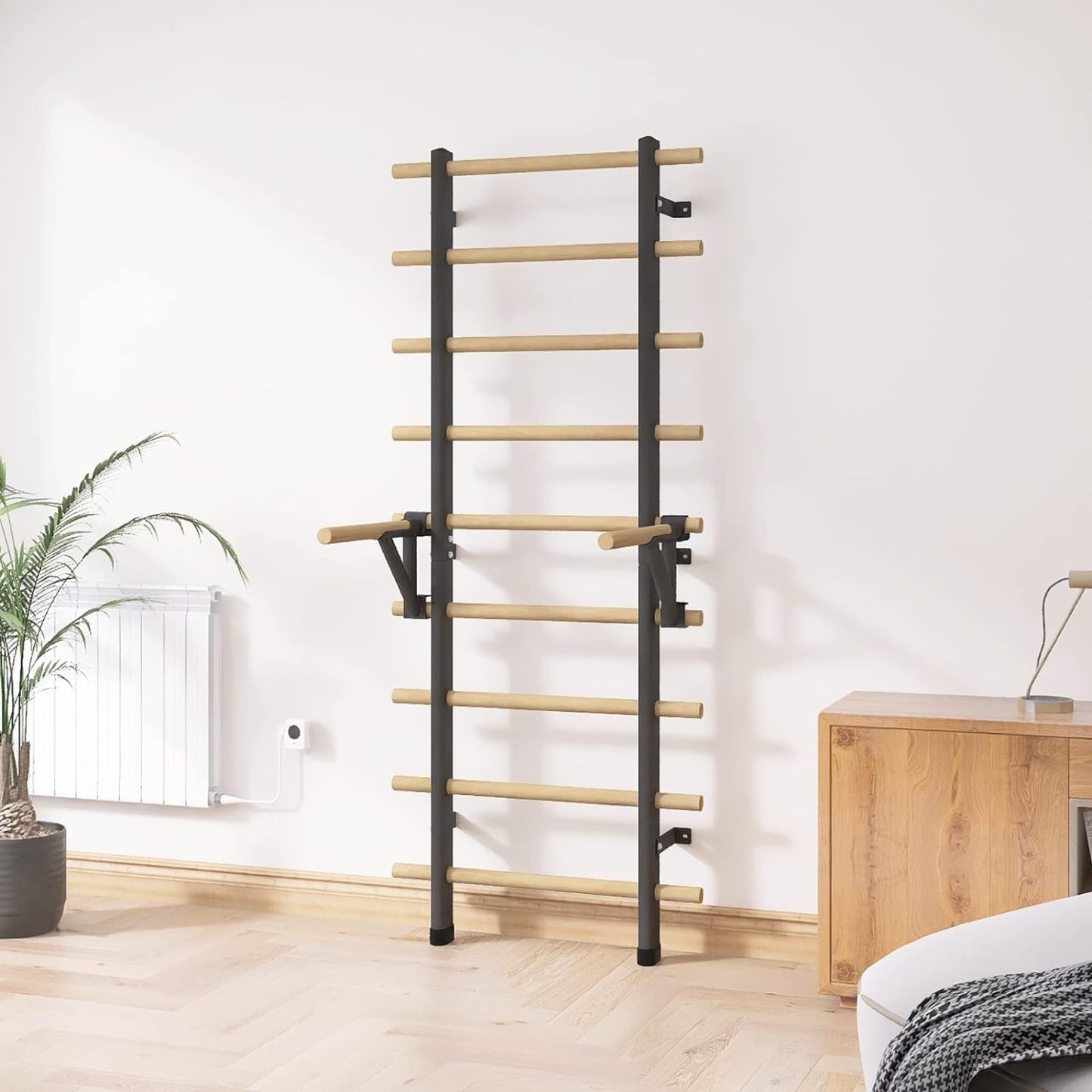 DHT Swedish Ladder Suspension Trainer Wood Stall Bar DW-S
