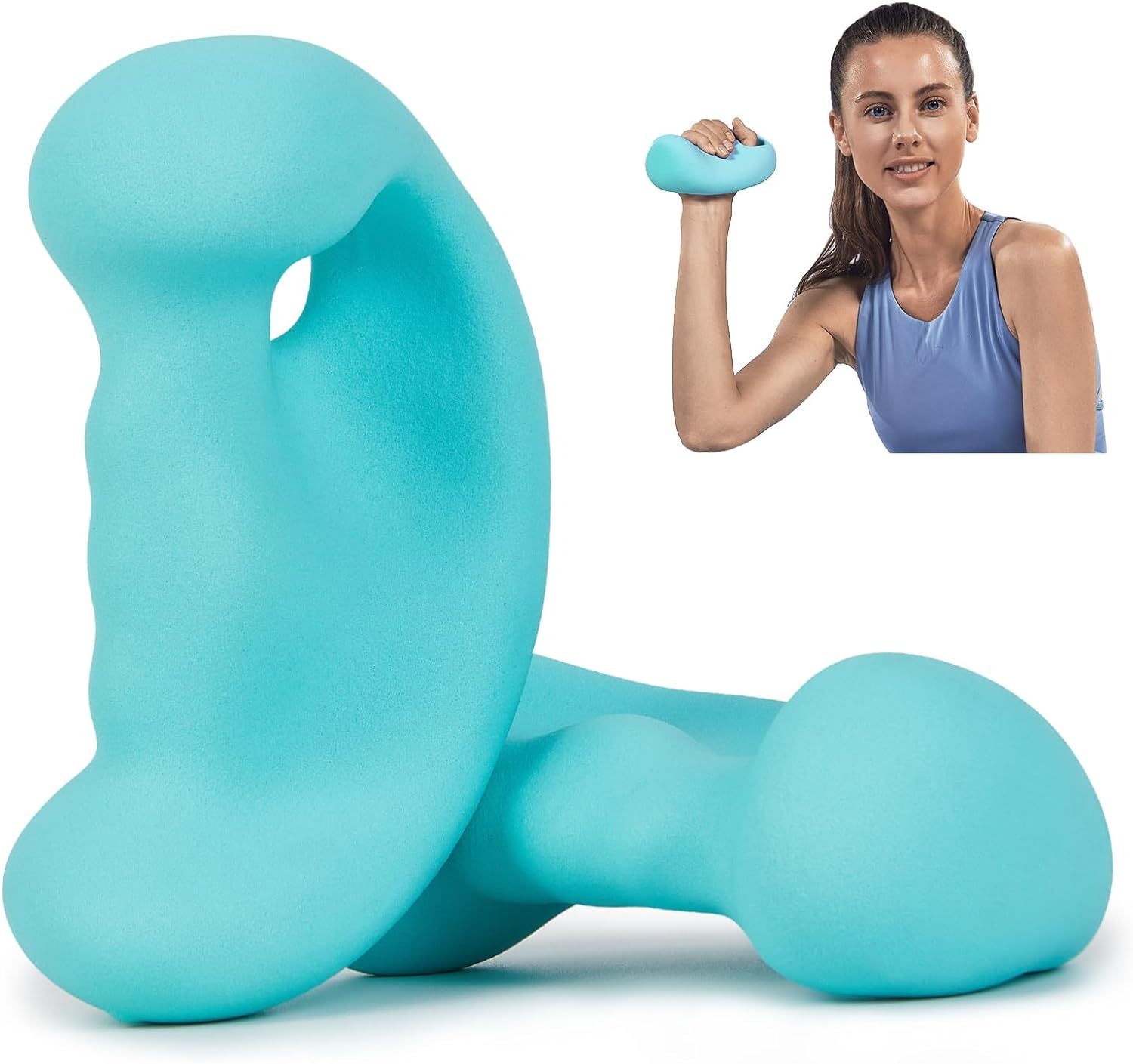 Ergonomic Grip Bicep Rope & Dumbbell Set - Cable Machine Attachment for Upper Body Strength Training - Neoprene Hand Weights for Home Gym (3LBS/4LBS/5LBS)