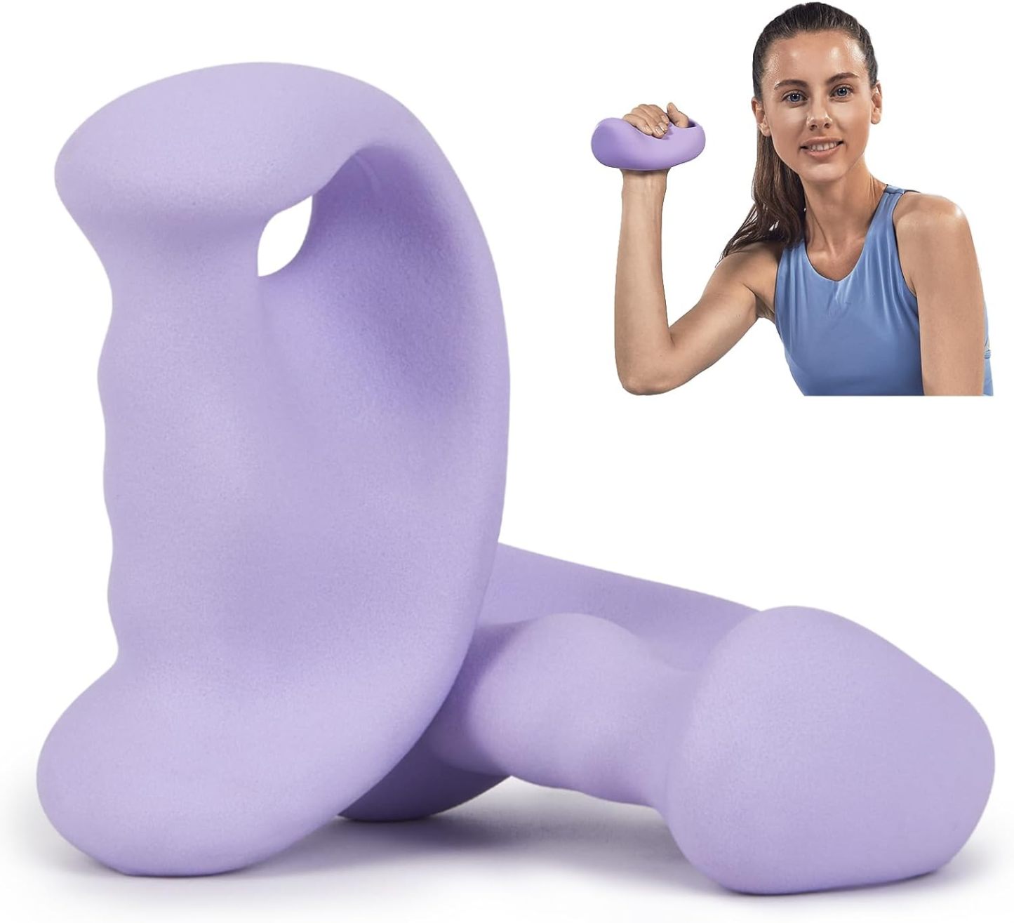 Ergonomic Grip Bicep Rope & Dumbbell Set - Cable Machine Attachment for Upper Body Strength Training - Neoprene Hand Weights for Home Gym (3LBS/4LBS/5LBS)