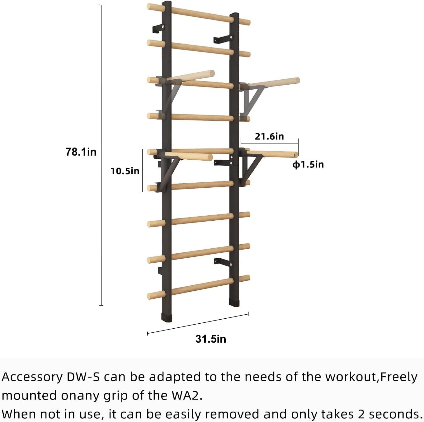 DHT Swedish Ladder Suspension Trainer Wood Stall Bar DW-S
