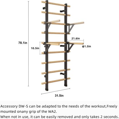 DHT Swedish Ladder Suspension Trainer Wood Stall Bar DW-S