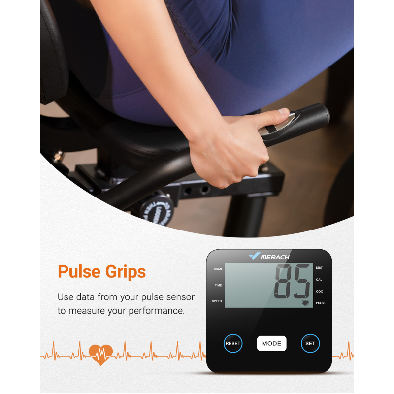 Recumbent Exercise Bike for Home with Smart Bluetooth and Exclusive App Connectivity, LCD, Heart Rate Handle, S08-Trainnox