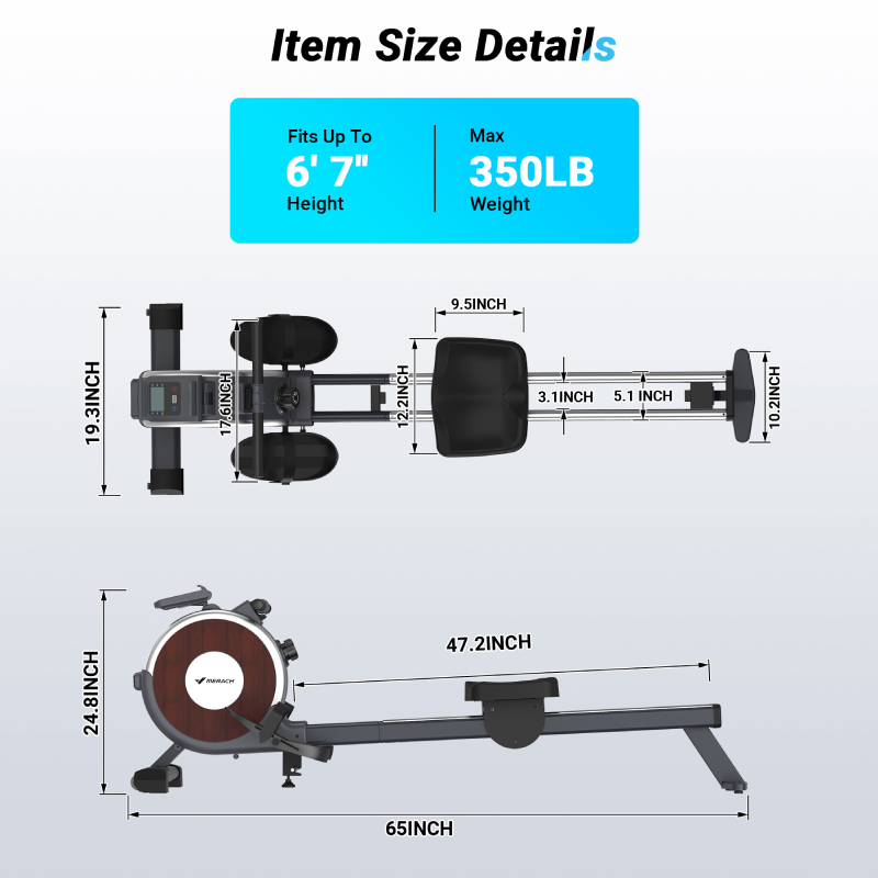 Magnetic Rower Machine with Dual Slide Rail for Home Use, 16 Levels of Quiet Resistance, Max 350lb Weight Capacity, Q1S-1-Trainnox