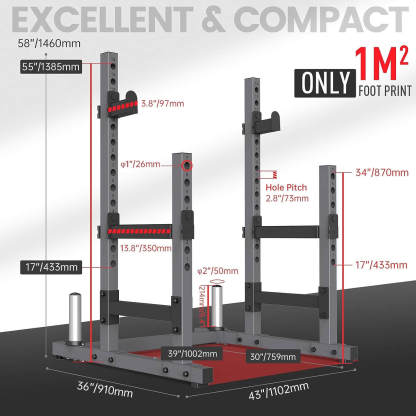 Squat Rack for Home Gym with Max Load 1800 lbs for Bumpers and 600 lbs for J Hooks (Model:SR30)-Trainnox