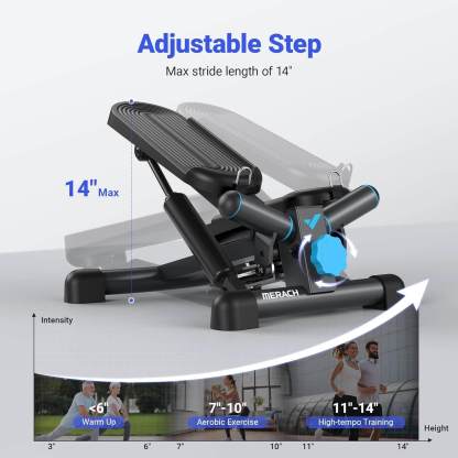 Merach Mini Stepper with Resistance Bands for Full Body Workout Twist Stair Stepper 330lbs Capacity Home Exercise Equipment
