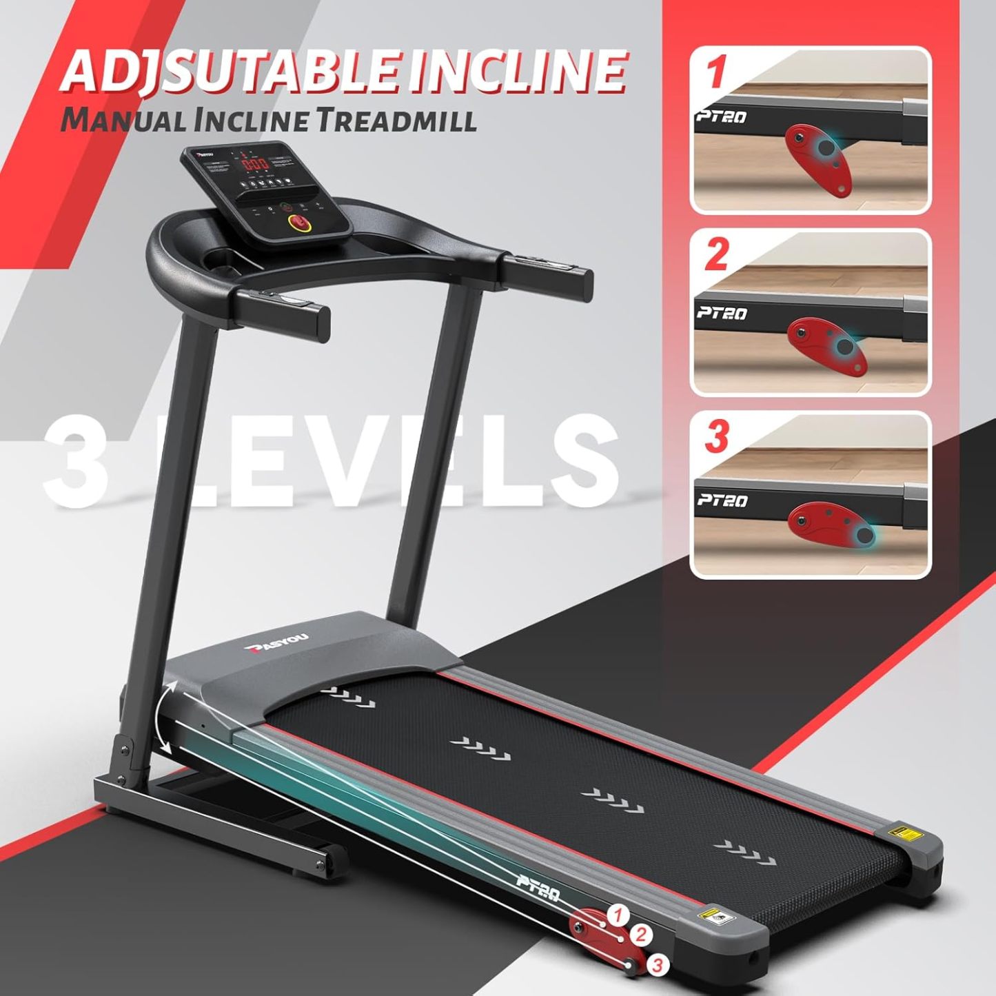 PASYOU Foldable Treadmill for Home