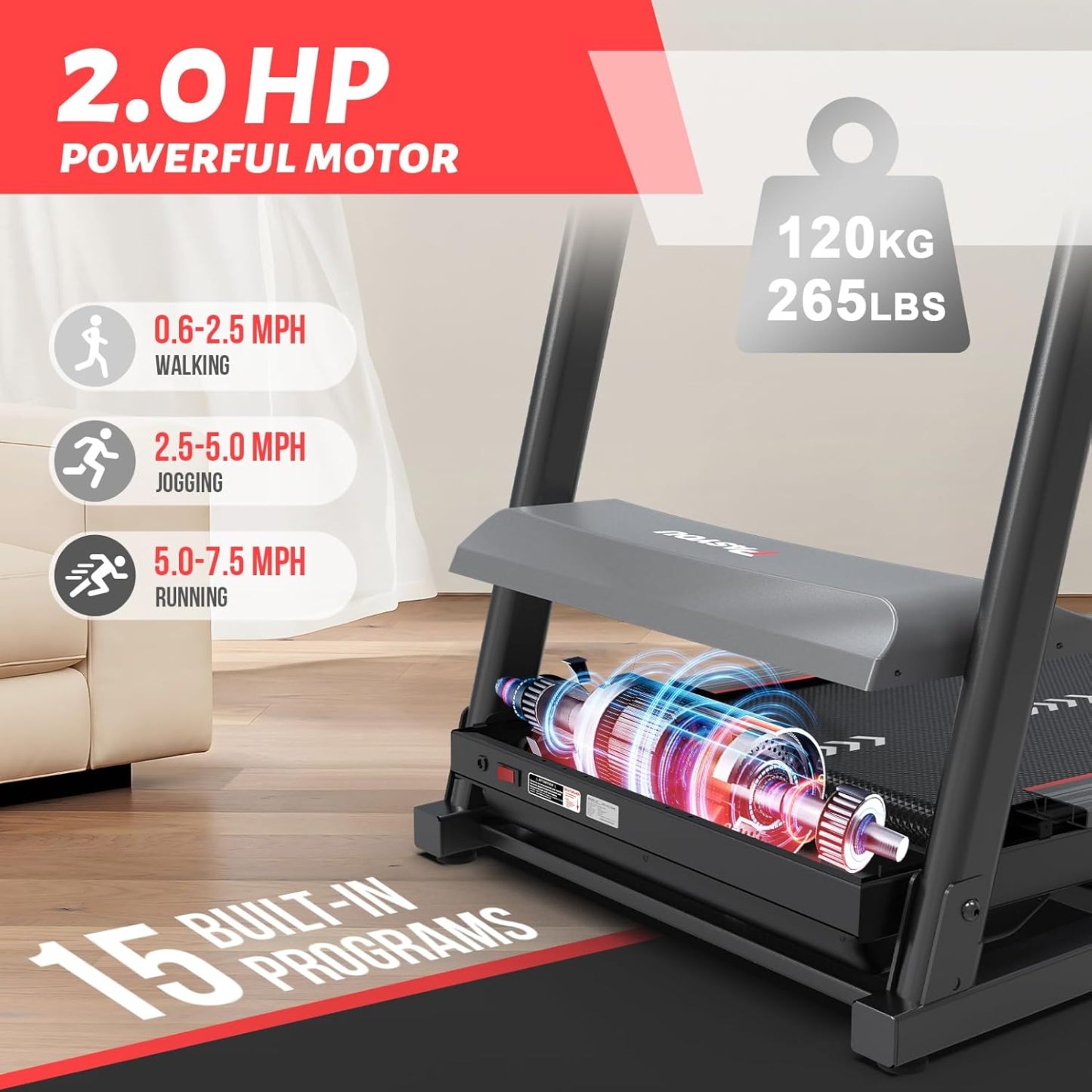 PASYOU Foldable Treadmill for Home