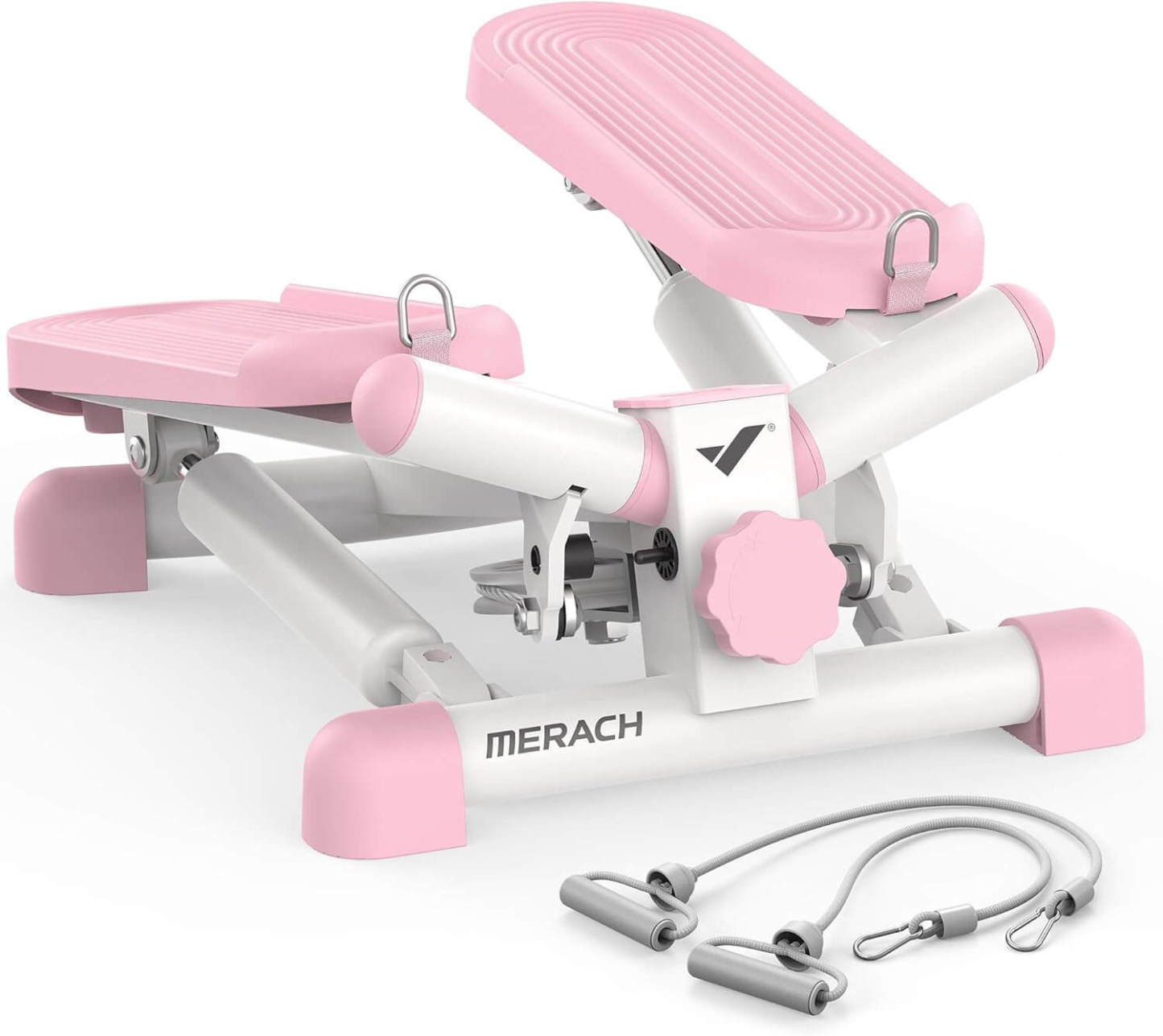 Merach Mini Stepper with Resistance Bands for Full Body Workout Twist Stair Stepper 330lbs Capacity Home Exercise Equipment
