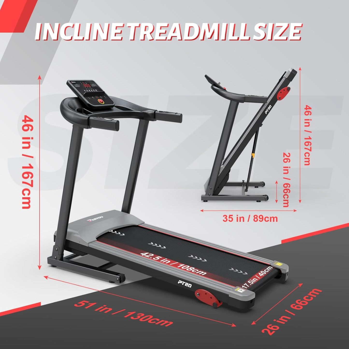 PASYOU Foldable Treadmill for Home