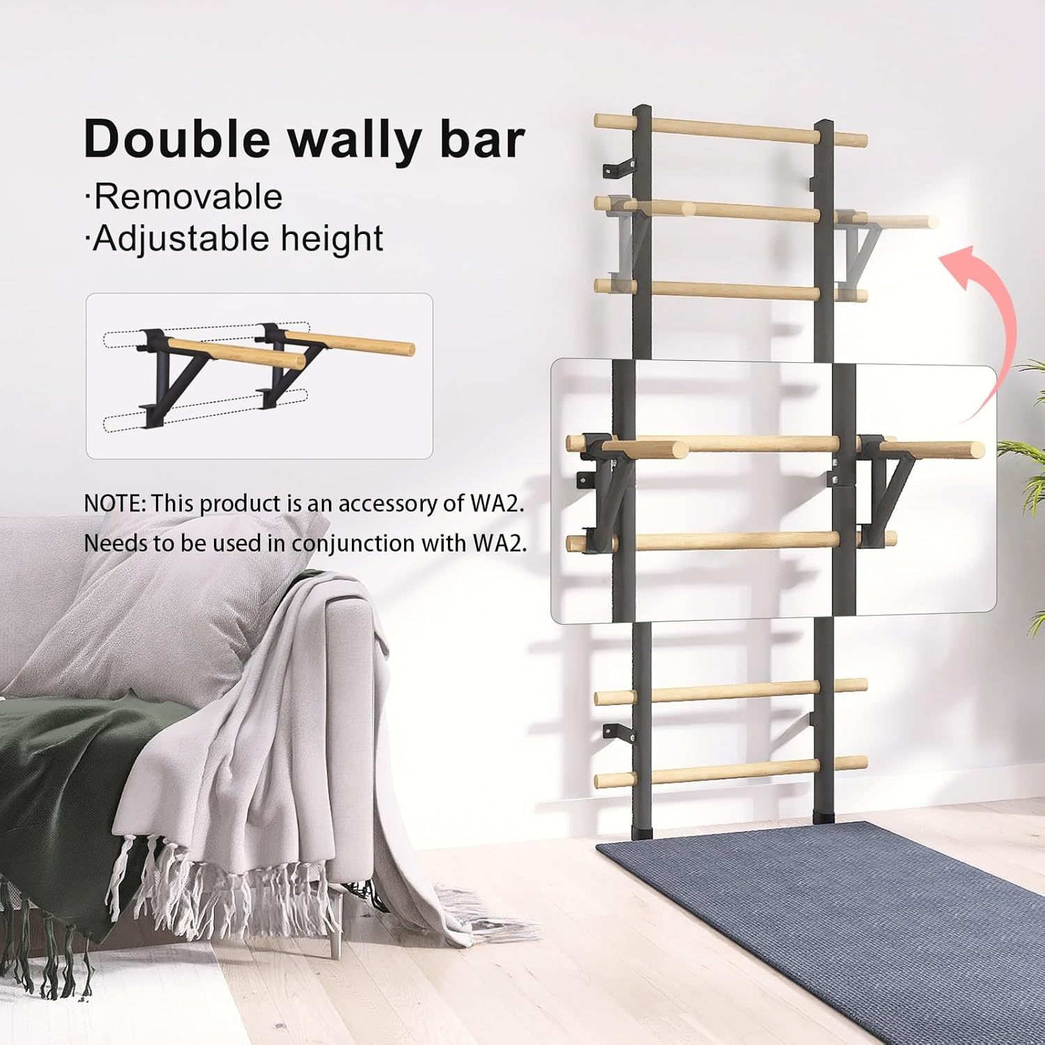 DHT Swedish Ladder Suspension Trainer Wood Stall Bar DW-S