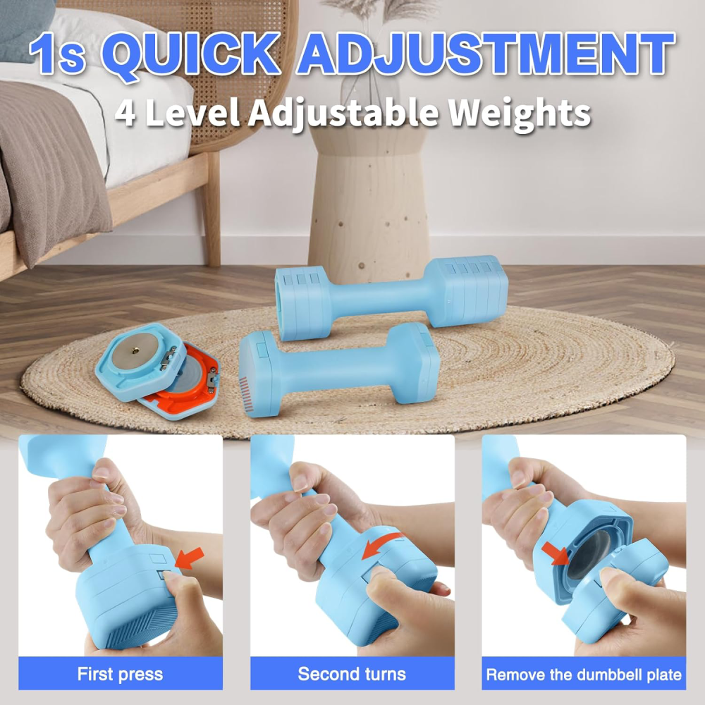 Adjustable Dumbbells Set 2lb 3lb 4lb 5lb Free Weights for Home Gym Strength Training for Women and Men
